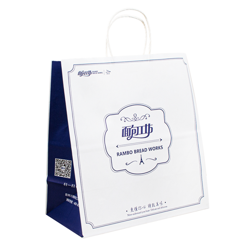 Homepackaging&tryckpappningspapperspapperspåsar miljövänliga återvunna svartvit brun mat takeaway förpackning hantverk papperspåse butik present shopping kraft papper väska med handtag